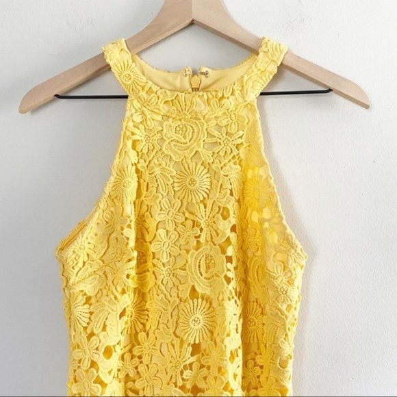 Lulu’s Love Poem Yellow Lace Embroidered Mini Dress Size Medium - Picture 8 of 8